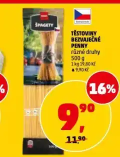 Penny Market Bezvaječné těstoviny nabídka