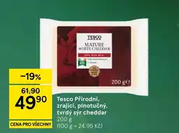 Tesco Tesco Přírodní, zrající, plnotučný, tvrdý sýr cheddar nabídka