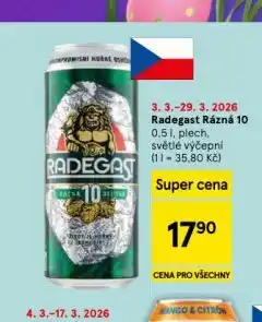 Tesco Pivo radegast rázná 10 nabídka