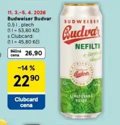 Tesco Pivo budweiser budvar original nabídka