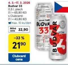 Tesco Pivo budvar 33 nabídka