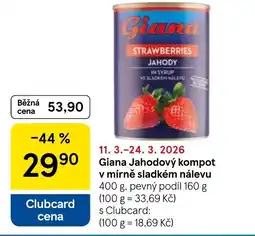 Tesco Giana Jahodový kompot v mírně sladkém nálevu nabídka