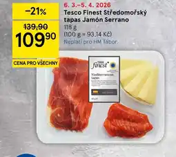 Tesco Tesco Finest Středomořský tapas Jamón Serrano nabídka
