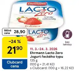 Tesco Ehrmann Lacto Zero Jogurt řeckého typu nabídka