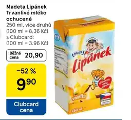 Tesco Madeta Lipánek Trvanlivé mléko ochucené nabídka