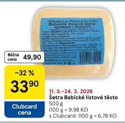 Tesco Setra Babické listové těsto nabídka