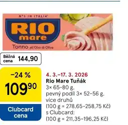 Tesco Rio Mare Tuňák nabídka