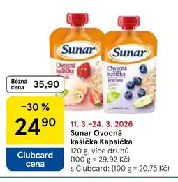 Tesco Sunar Ovocná kašička Kapsička nabídka