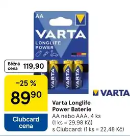 Tesco Varta Longlife Power Baterie nabídka