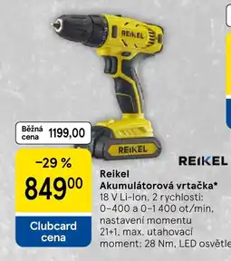 Tesco Reikel Akumulátorová vrtačka nabídka