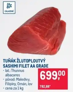 Makro Tuňák žlutoploutvý sashimi filet AA grade nabídka
