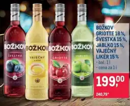 Makro Božkov griotte 18%, švestka 15%, jablko 15%, vaječný likér 15% nabídka