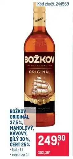 Makro Božkov originál 37.5% mandlový, kávový,bily 30% čert 25% nabídka