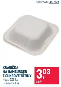 Makro Krabička na hamburger z cukrové třtiny nabídka