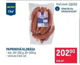 Makro Papriková klobása nabídka