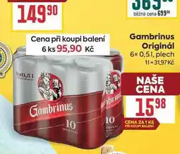 Billa Gambrinus Originál 6x 0,51, plech nabídka