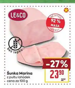 Billa Šunka Marina z pultu lahůdek cena za nabídka