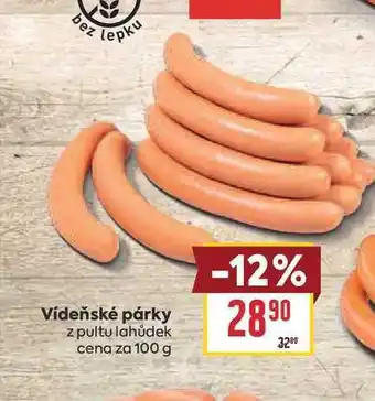 Billa Vídeňské párky z pultu lahůdek cena za nabídka