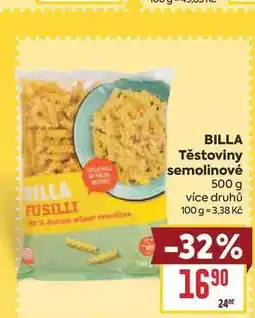 Billa BILLA Těstoviny semolinové nabídka