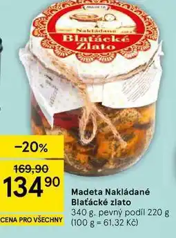 Tesco Madeta Nakládané Blaťácké zlato, 340 g. pevný podíl 220 g nabídka