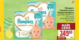 Billa Pampers Premium care Plenky newborn 32/72 ks nabídka