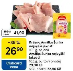 Tesco Krásno Amálka Šunka nejvyšší jakosti, 100 g, balená nabídka