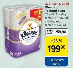 Tesco Kleenex Toaletní papír, 24 rolí. 3 vrstvy nabídka