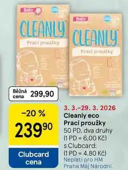 Tesco Cleanly eco Prací proužky, 50 PD, dva druhy nabídka