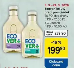 Tesco Ecover Tekutý prací prostředek, 20 PD, dva druhy nabídka