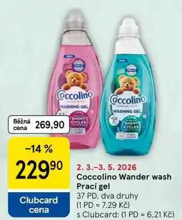 Tesco Coccolino Wander wash Prací gel, 37 PD, dva druhy nabídka