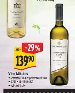 Albert Víno Mikulov Sommelier Club nabídka