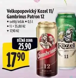 Albert Velkopopovický Kozel 11/ Gambrinus Patron 12 nabídka