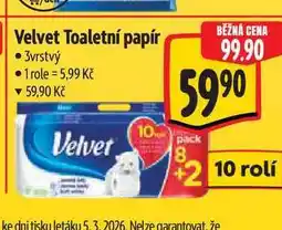 Albert Velvet Toaletní papír 3vrstvý 10 rolí nabídka