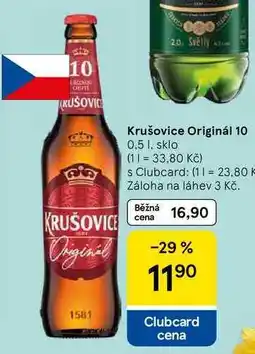 Tesco Krušovice Originál 10, 0.5 l, sklo nabídka