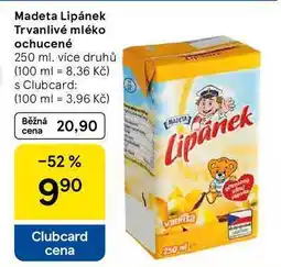 Tesco Madeta Lipánek Trvanlivé mléko ochucené, 250 ml, více druhů nabídka
