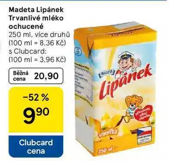 Tesco Madeta Lipánek Trvanlivé mléko ochucené, 250 ml, více druhů nabídka