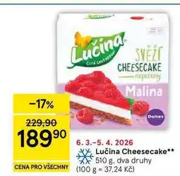 Tesco Lučina Cheesecake, 510 g. dva druhy nabídka