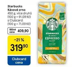 Tesco Starbucks Kávové zrno, 450 g, více druhů nabídka