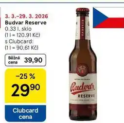 Tesco Budvar Reserve, 0.33 l, sklo nabídka