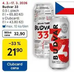 Tesco Budvar 33, 0.5 l, plech nabídka