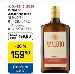 Tesco Di Vasco Amaretto likér 18 % nabídka