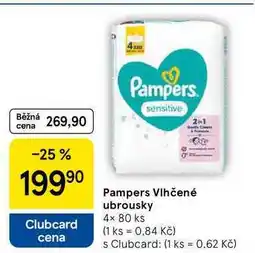 Tesco Pampers sensitive Pampers Vlhčené ubrousky, 4× 80 ks nabídka