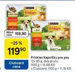 Tesco Friskies Kapsičky pro psy, 12x 85 g, dva druhy nabídka