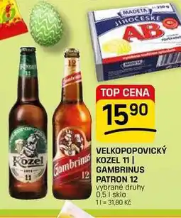Flop VELKOPOPOVICKÝ KOZEL 11 | GAMBRINUS PATRON 12 vybrané druhy nabídka