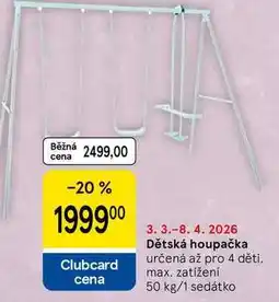 Tesco Dětská houpačka určená až pro 4 děti. max. zatížení 50 kg/1 sedátko nabídka