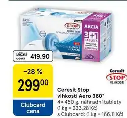 Tesco Ceresit Stop vlhkosti Aero 360°, 4x 450 g, náhradní tablety nabídka