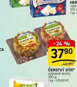Flop ČERSTVÝ SÝR vybrané druhy nabídka