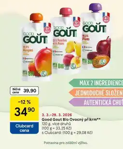 Tesco Good Gout Bio Ovocný příkrm, 120 g, více druhů nabídka