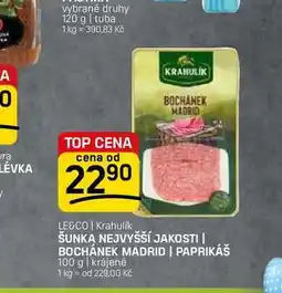 Flop ŠUNKA NEJVYŠŠÍ JAKOSTI | BOCHÁNEK MADRID | PAPRIKÁŠ 100 g | krájené nabídka