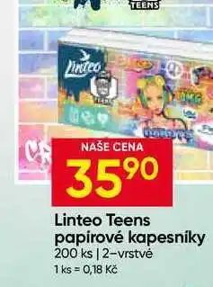 Hruška Linteo Teens papírové kapesníky 200 ks 2-vrstvé nabídka
